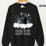 Black Is My Happy Color Cool Unicorn Unisex T-Shirt