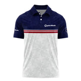 Golf Sport 124th U.S. Open Pinehurst Taylor Made Polo Shirt Dark Blue White Abstract Geometric Triangles All Over Print Polo Shirt For Men