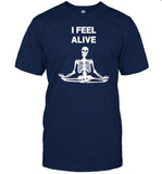 i feel alive skeleton yoga shirt
