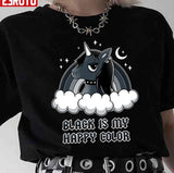 Black Is My Happy Color Cool Unicorn Unisex T-Shirt