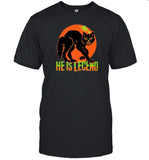 Limited 2024 He Is Legend Spooky Cat Halloween Black T Shirt