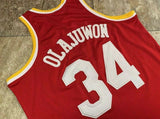 houston rockets #34 hakeem olajuwon Rockets 34 Olajuwon Retro Red Jersey Style 2