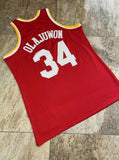 houston rockets #34 hakeem olajuwon Rockets 34 Olajuwon Retro Red Jersey Style 4