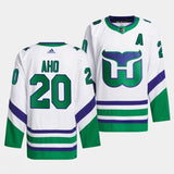 hurricanes whalers #20 sebastian aho white jersey