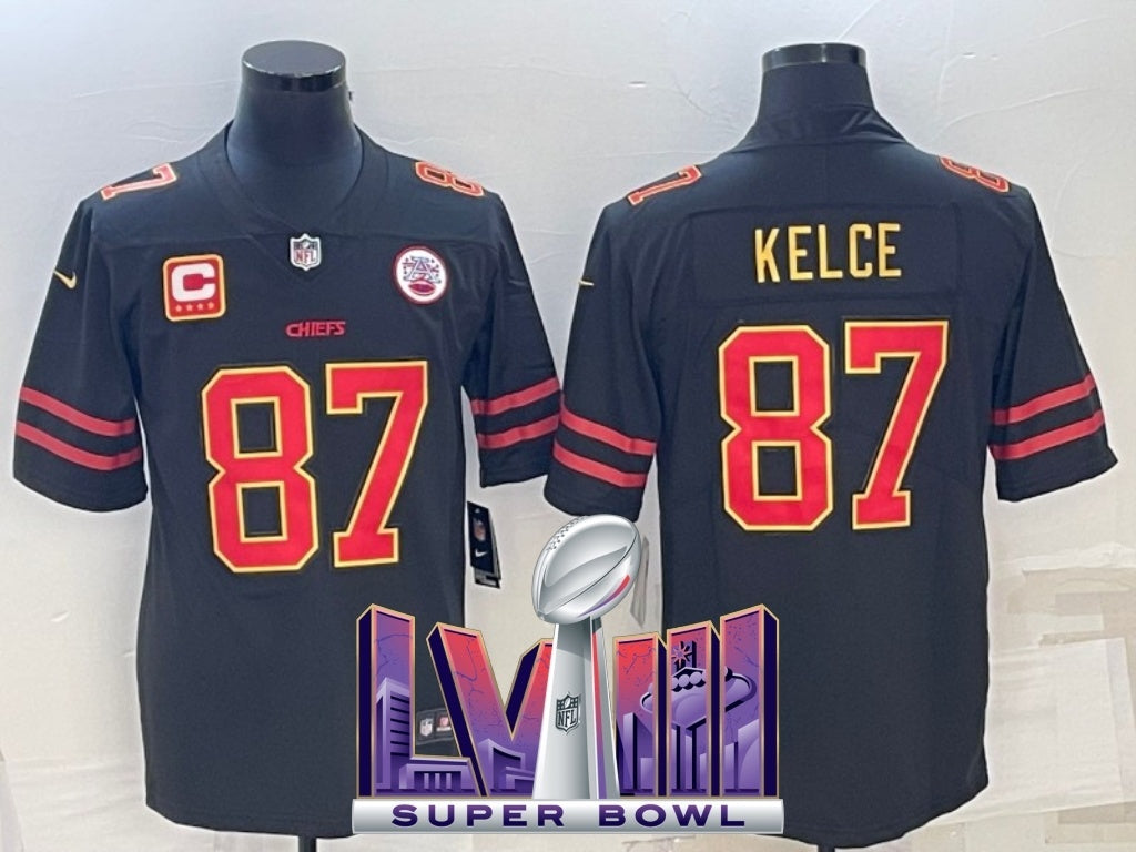 kansas city chiefs #87 travis kelce Black Gold Text V2 330b