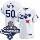 los angeles dodgers #50 mookie betts home limited 2025 world series champions jersey