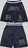 los angeles lakers #24 kobe bryant black 2025 shorts (run small)