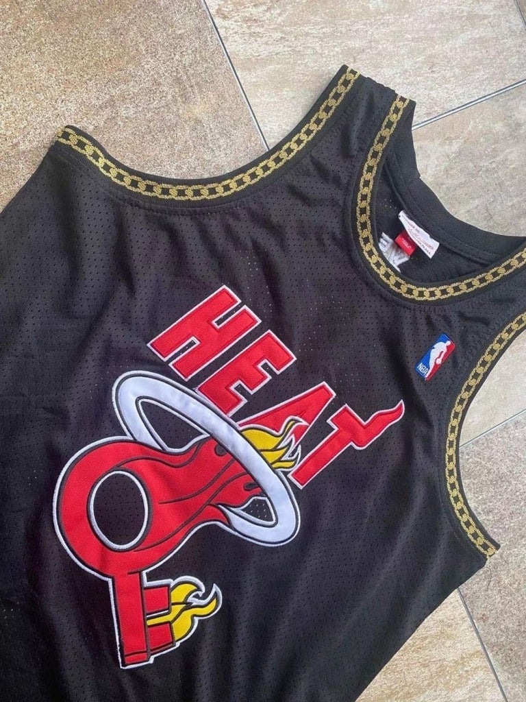 miami heat #1 another brxm&n authentic jersey black brmn Collaboration Heat 1 Black Embroidered Jersey Style 2