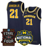michigan wolverines #21 morez johnson jr. navy 2025 26 final four & national champions