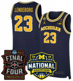 michigan wolverines #23 yaxel lendeborg navy 2025 26 final four & national champions