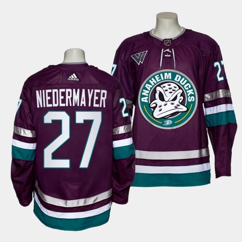 mighty ducks #27 scott niedermayer 2023-24 30th anniversary alternate authentic purple jersey men's