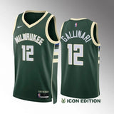 milwaukee bucks #12 danilo gallinari icon edition green jersey