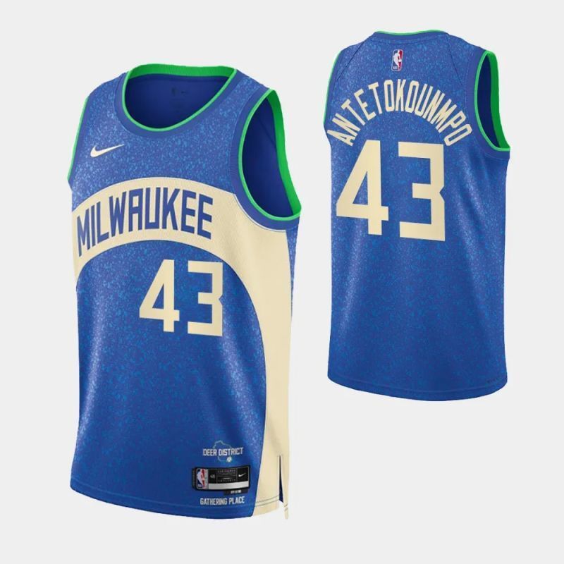 milwaukee bucks #43 thanasis antetokounmpo 2023-24 city edition swingman jersey