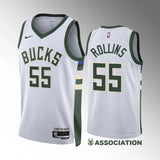 milwaukee bucks #55 ryan rollins association edition white jersey