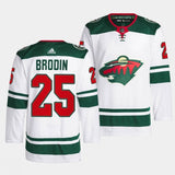 minnesota wild #25 jonas brodin away white men jersey
