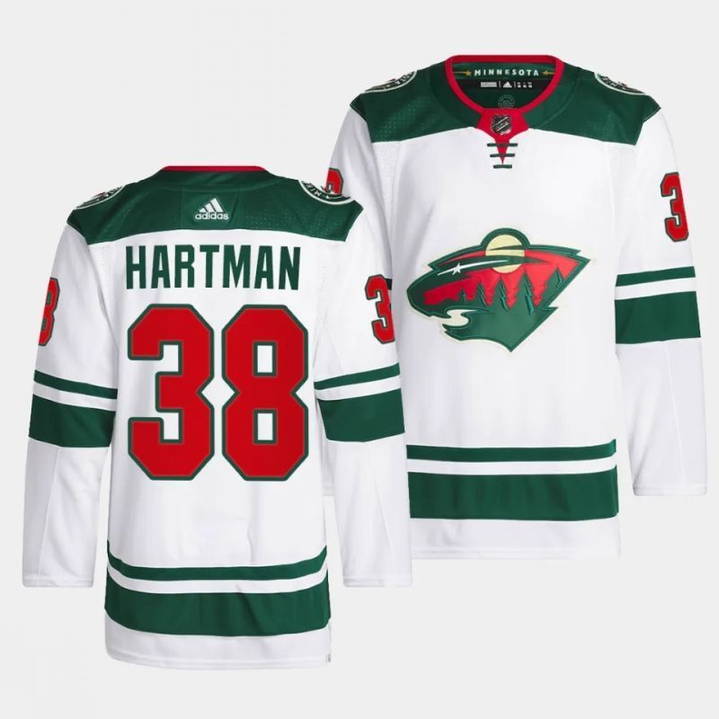 minnesota wild #38 ryan hartman away white men jersey