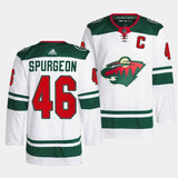 minnesota wild #46 jared spurgeon away white men jersey