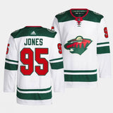 minnesota wild #95 hunter jones away white men jersey