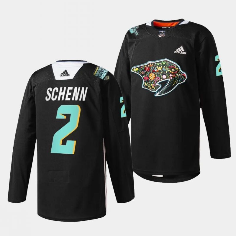 nashville predators #2 luke schenn 2023 hispanic heritage night black jersey