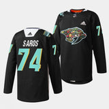 nashville predators #74 juuse saros 2023 hispanic heritage night black jersey