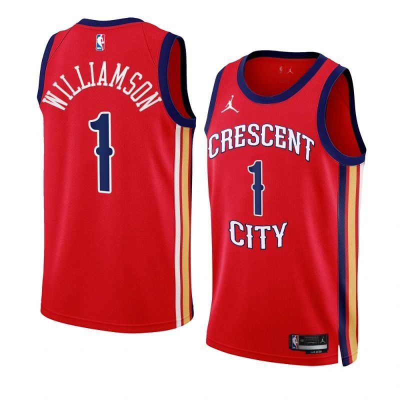 new orleans pelicans #1 zion williamson 2023-24 statement edition red swingman jersey