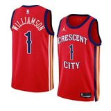new orleans pelicans #1 zion williamson 2023-24 statement edition red swingman jersey