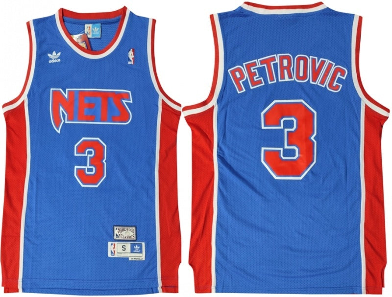 new york nets #3 drazen petrovic Nets Blue Premium Mesh Jersey