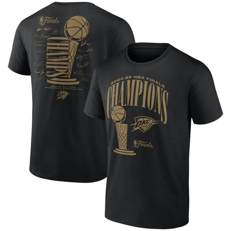 oklahoma city thunder black 2025 finals champions double dribble roster trophy t