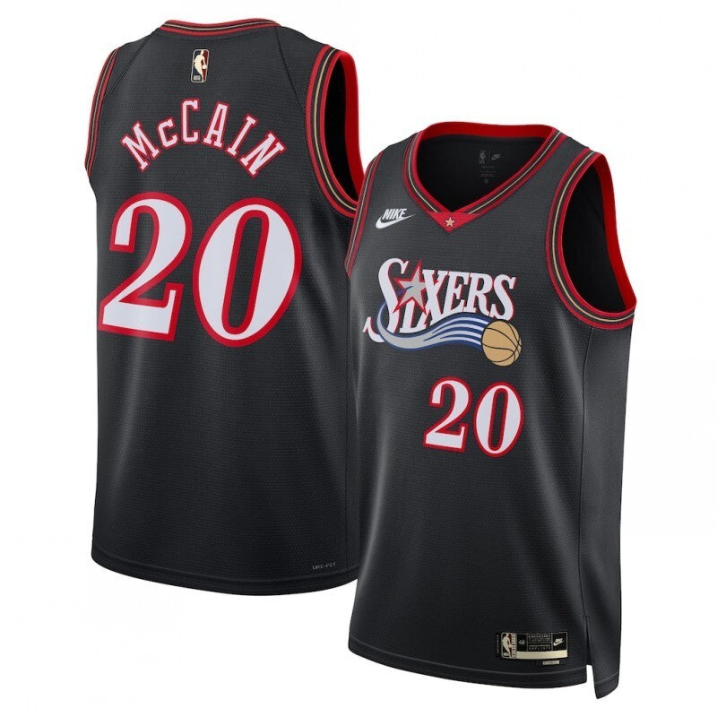 philadelphia 76ers #20 jared mccain unisex swingman jersey - classic edition - black
