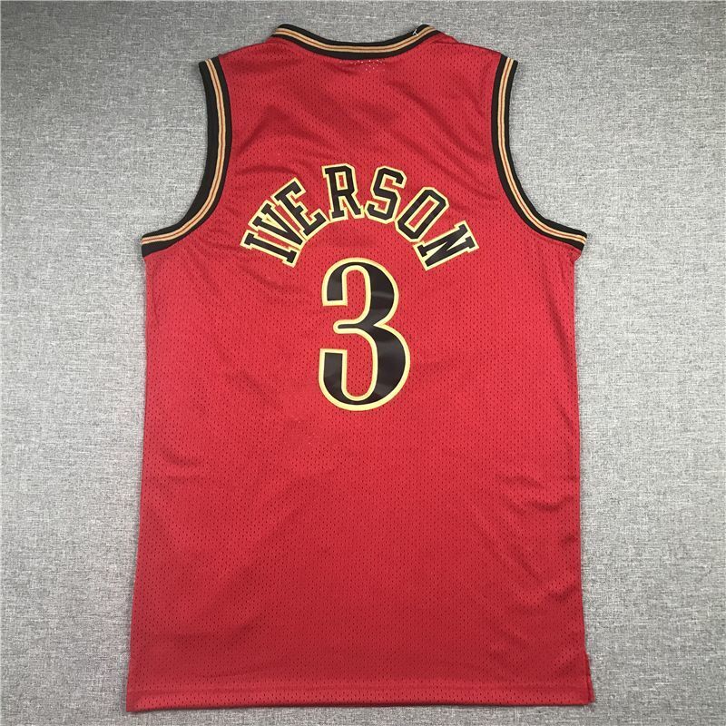 philadelphia 76ers #3 allen iverson 76 3 Retro Red Style 3