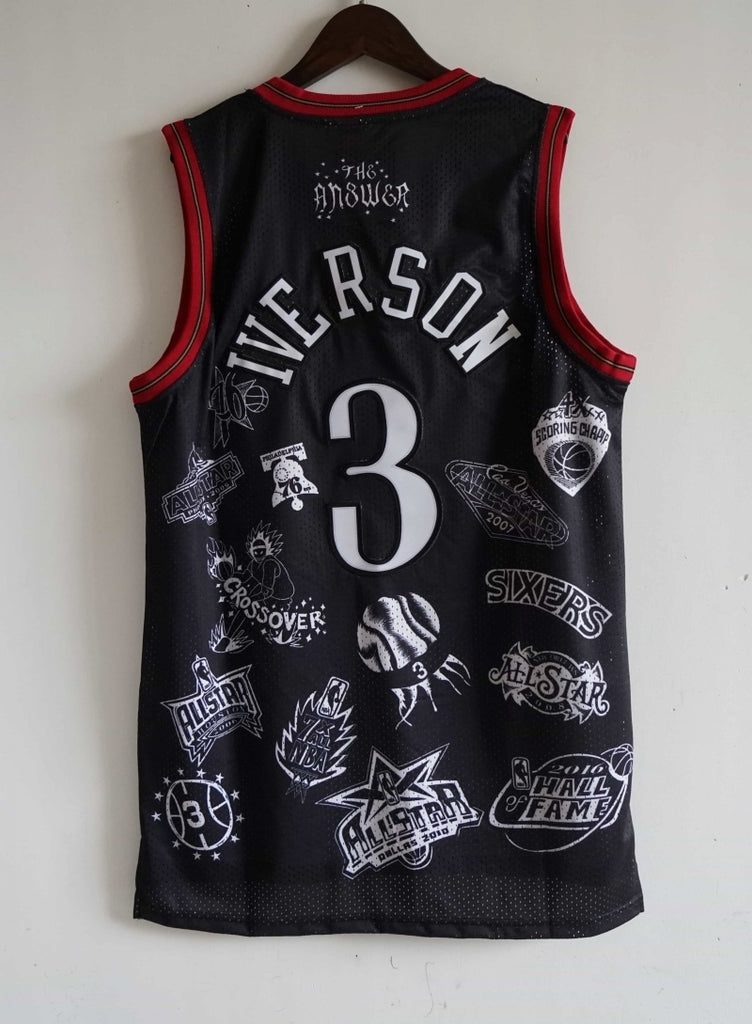 philadelphia 76ers #3 allen iverson 76 ( Mesh Print ) 3 # Allen Iverson Tattoo Edition Black Style 2