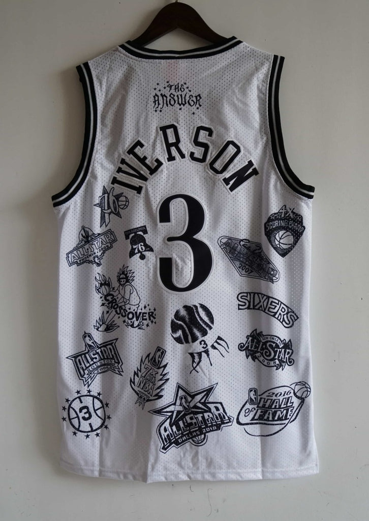 philadelphia 76ers #3 allen iverson 76 ( Mesh Print ) 3 # Allen Iverson Tattoo Edition White Style 2