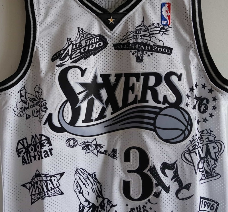 philadelphia 76ers #3 allen iverson 76 ( Mesh Print ) 3 # Allen Iverson Tattoo Edition White Style 4