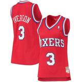 philadelphia 76ers #3 allen iverson mitchell & ness women's 2002-03 hardwood classics swingman jersey - red