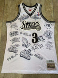 philadelphia 76ers #3 allen iverson mitchell ness Retro Fan Edition nba 76 Iverson Collaboration Series Jersey White Style 1
