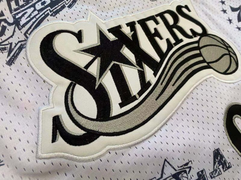 philadelphia 76ers #3 allen iverson mitchell ness Retro Fan Edition nba 76 Iverson Collaboration Series Jersey White Style 8