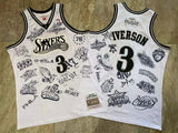 philadelphia 76ers #3 allen iverson mitchell ness Retro Fan Edition nba 76 Iverson Collaboration Series Jersey White Style 9