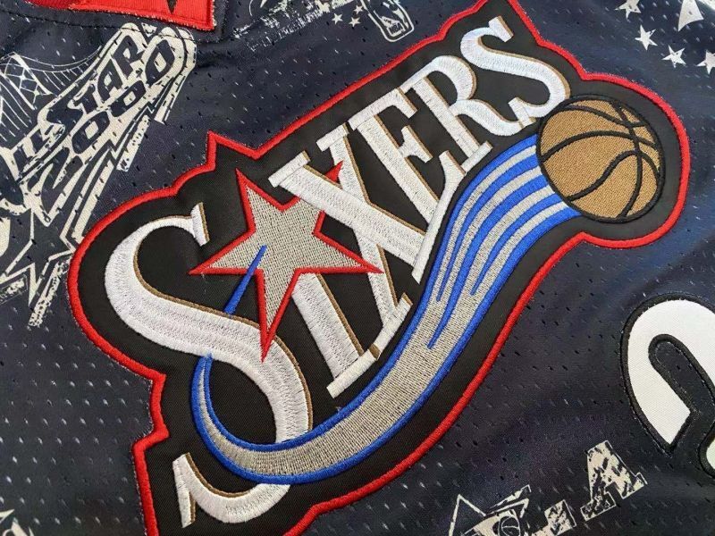philadelphia 76ers #3 allen iverson mitchell ness Retro Fan Edition nba 76 Team Iverson Collaboration Jersey Black Style 2