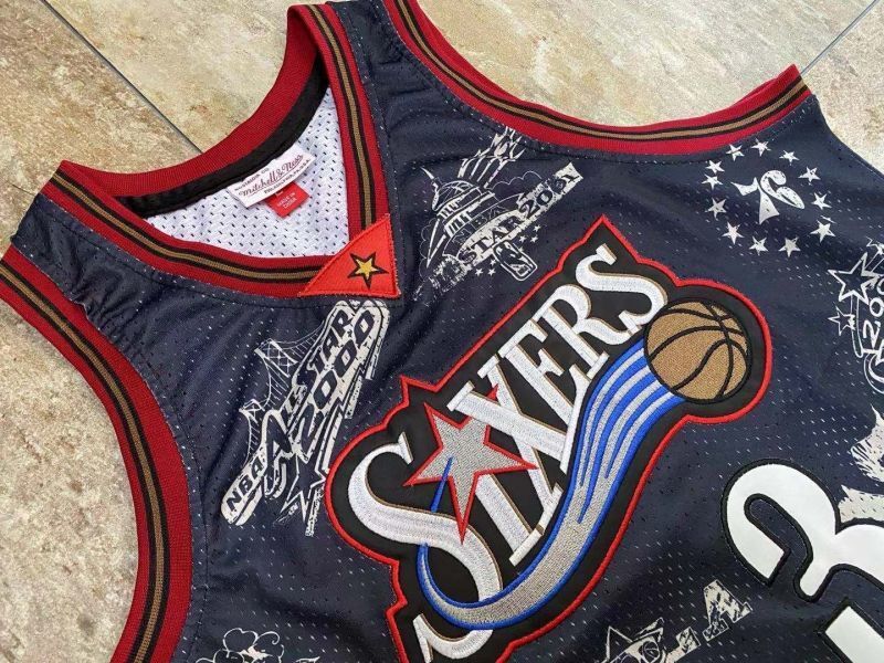 philadelphia 76ers #3 allen iverson mitchell ness Retro Fan Edition nba 76 Team Iverson Collaboration Jersey Black Style 3