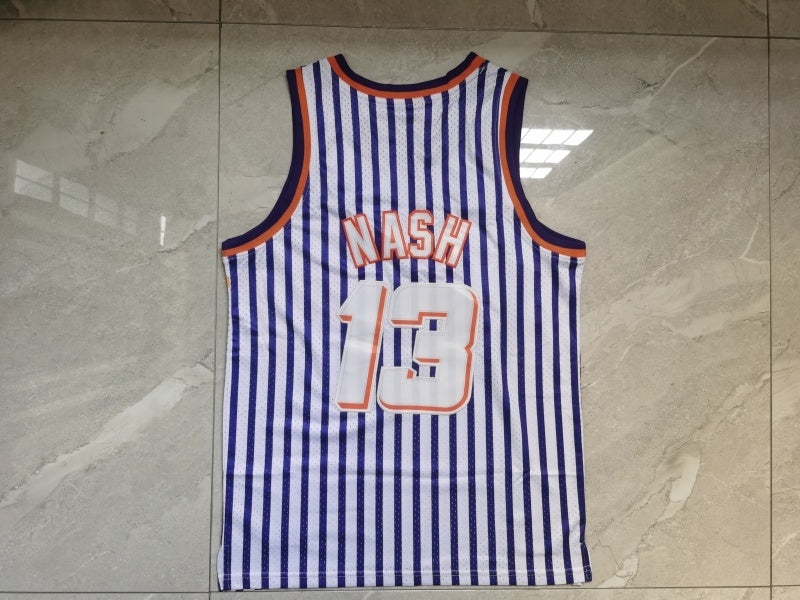 phoenix suns #13 nash throwback jersey white with stripe Style 3