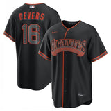 san francisco giants #16 rafael devers alternate replica jersey - black Style 2