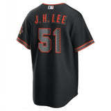 san francisco giants #51 jung hoo lee alternate stadium jersey - black Style 1