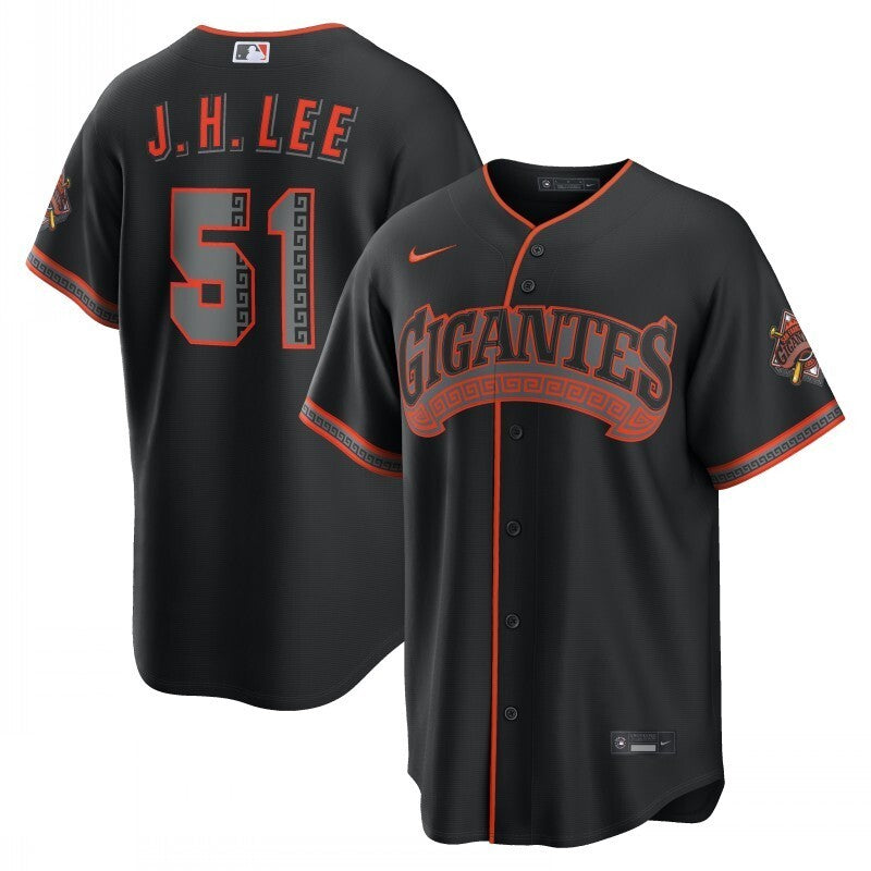 san francisco giants #51 jung hoo lee alternate stadium jersey - black Style 2
