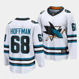 san jose sharks #68 mike hoffman away white premier player jersey