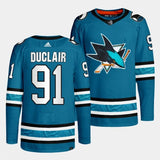 san jose sharks #91 anthony duclair home blue authentic pro jersey