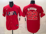 usa baseball #22 clayton kershaw red 2026 world baseball classic usa 250' patch 26 World Cup