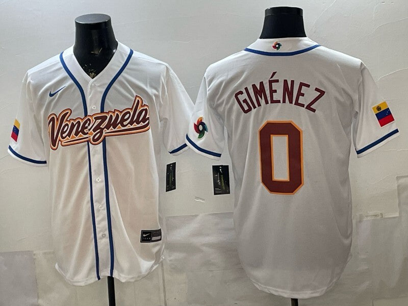 venezuela baseball #0 andrés giménez white 2026 world baseball classic 26 Adult Style 1