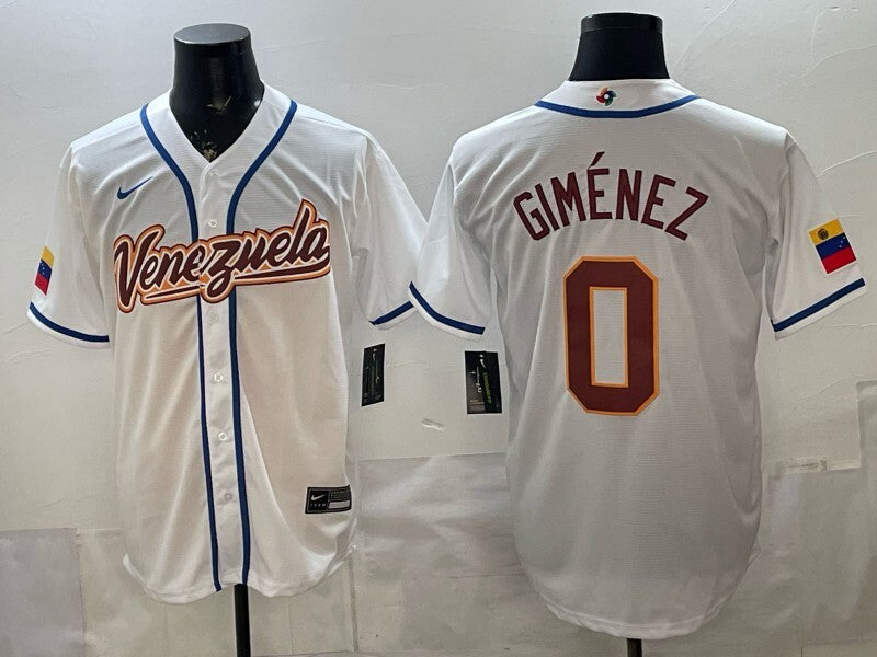 venezuela baseball #0 andrés giménez white 2026 world baseball classic 26 Adult Style 2