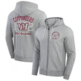 washington commanders heather gray vintage stripe full-zip hoodie