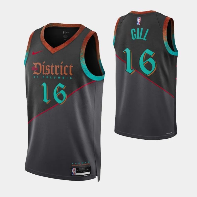 washington wizards #16 anthony gill 2023-24 city edition swingman jersey